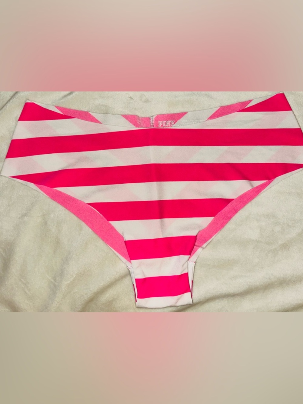 PINK Victoria's Secret Hot Pink and White Striped Bikini Panty